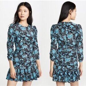 NEW Tanya Taylor Revolve Raven Blue Paisley Floral Mini Dress Size 6